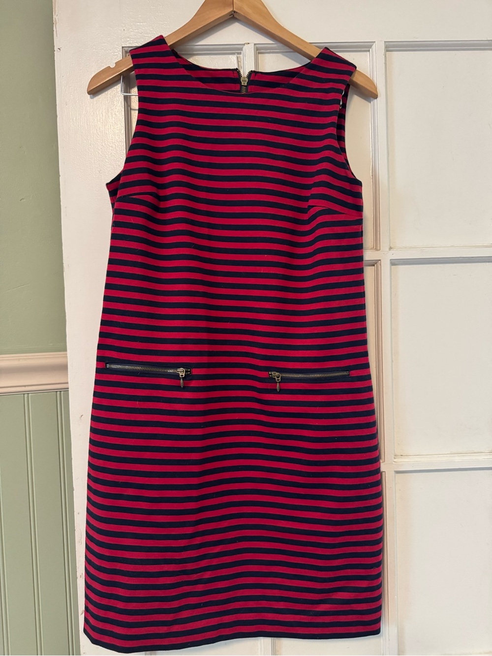 Tommy Hilfiger Red and Navy Striped Sleeveless Mini Dress